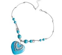 Beavorty Bohemian Heart Pendant Necklace Turquoise Elements Hollow Design Jewelry for Women for Casual and Formal Occasions