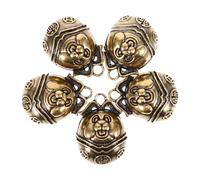 Beavorty Brass Dog Collar Bells Pet Accessories 5pcs with Retro Dog Pattern Design, Lightweight and Comfortable Golden Metal Bells for Training for Photo Shoots and Making