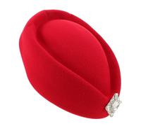 Beavorty British Style Flight Attendant Beret Hat for Women Lightweight Red Airline Stewardess Cap Comfortable Decorative Beret Accessory for Cosplay Uniform Aviation Theme Parties and