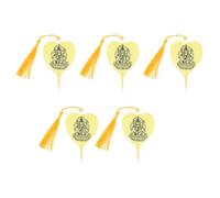 Beavorty Buddhist Culture Bookmarks 5Pcs Retro Chinese Style Metal Leaf Reading Stationery for Book Lovers and Students