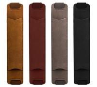 Beavorty Business Pen Case Set 4pcs Pu Leather Pen Sleeve Pouch with Elastic Band for Office and Business Use Black Brown Gray Wine Red