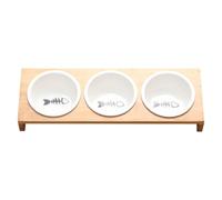 Beavorty Cat Food Bowl Kitten Water Bowl Bite Resistant Smooth Surface Ceramic Bamboo Stand Unique Shape Contemporary Design Household Feeding for Cats and Dogs