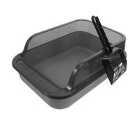 Beavorty Cat Litter Box Sand Box Reduces Litter Dust Versatile Usage High Wall Design Thickened Abs Material Semi-enclosed Structure for Homes Cats Rabbits Random Style