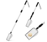 Beavorty Cat Litter Scoop and Dense Meshes 2 Pcs Stainless Steel with Telescopic Handles Sturdy Pet Litter Scooper with Comfortable Grip and Hanging Lanyard for Easy Cleaning