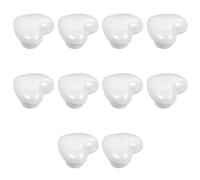 Beavorty Ceramic Heart Shaped Drawer Knobs 10Pcs for Wardrobe Cabinets Cupboards, White Porcelain Handles for Room, Bedroom, Bathroom, Office