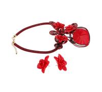 Beavorty Chunky Flower Collar Jewelry Set Handmade Resin Floral Bib Necklace and Earrings Lightweight Artistic Aluminum Wire Design for Women Wedding Party Prom