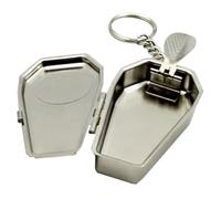 Beavorty Coffin Shaped Metal Ashtray with Keychain Portable Decorative Accessory for Travel Outdoor Use Unique Present for Halloween Gothic Enthusiasts