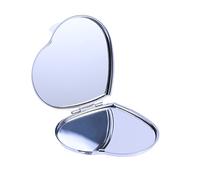 Beavorty Compact Folding Heart-shaped Makeup Mirror Small Metal Housing Lightweight Portable Dual Sided High Definition Mirror for Travel