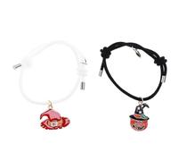 Beavorty Connecting for Couples, 1 Pair Heart Matching Hand Chain, Black and White Pumpkin Hat Design Relationship Bracelet for Men and Women