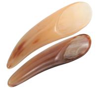 Beavorty Cow Horn Gua Sha Tool Portable Face Scraper for Neck Cheeks and Eye Area Multi-Function Manual Massage Tool for Daily Use Smooth Ox Horn Surface 2 Pack