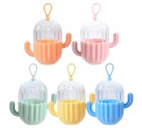 Beavorty Creative Cactus-shaped Makeup Sponge Storage Box Set, 5pcs Dustproof Cosmetic Sponge Holders in Pink, Green, Blue, Orange, Yellow - Portable Silicone Puff Containers for Travel