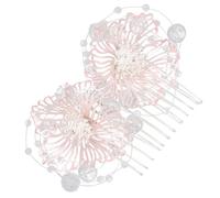 Beavorty Crystal Bridal Hair Comb, Handmade Silver Wedding Hair Piece with Beaded Flowers Elegant Dazzling Headpiece for Brides and Women on Wedding Day