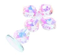 Beavorty Crystal Standing Crucifix Figurine with Base, Ab Color Maple Leaf Design, Religious Prayer Ornament for Church and Desktop Home Decoration