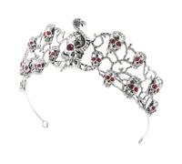 Beavorty Dark Style Headdress Goth Rhinestone Skull Crown Alloy Headpiece for Halloween Banquet Prom Party Queen Crown Decorative Tiara for Girl Festival