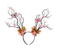Beavorty Deer Antler Headband with Butterfly Floral Branch Crown Decorative Hair Accessory for Woodland Parties Renaissance Fairs and Christmas Celebrations Orange Fairy-inspired Headpiece