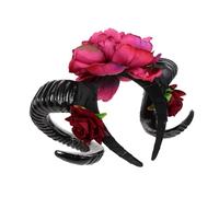 Beavorty Devil Horn Headband Flower Clasp Halloween Decorative Hair Hoops for Costume Props for Adult Party Accessories