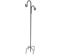 Beavorty Double Crook Iron Shepherd Hooks Five-Pronged Design Outdoor Garden Yard Hanging Stand for Mason Jars Bird Feeders and Wind Chimes