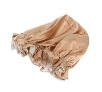 Beavorty Double Layer Satin Lace Bonnet Large Round for Women Hair Protection Sleeping Hat Khaki Comfortable Beauty Hair Cover