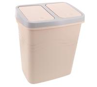 Beavorty Dual Compartment Kitchen Trash Can with Lid, 18l Two-tier Dry and Wet Separation Bin, Plastic Food Waste Rubbish Bin for Home Bathroom Office in Khaki