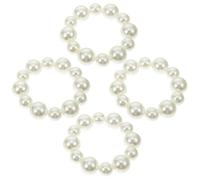 Beavorty Elegant 4 Pack Pearl Hair Ties Women's Elastic Ponytail Holders Resin Bracelets Girls Hair Ropes for Braids Safe Daily Styling
