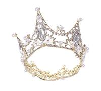 Beavorty Elegant Bridal Crown Headband Pearl Flower Tiara Crystal Ornament for Pageant