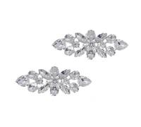 Beavorty Elegant Silver Shoe Buckles for High Heels Glass DIY Shoe Clips with Delicate Rhinestone Decor Stylish Accessories for Wedding Party and Street Photos