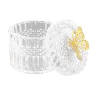 Beavorty Embossed Glass Jar with Lid Storage Container Candy Container Simple Style High-grade Glass Material Embossed Surface Texture Desktop Decoration Jewelry Storage and Display