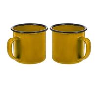 Beavorty Enamel Mug Cup Vintage Style Porcelain Coated Travel Tea Coffee Water Cup Retro Design for Home Kitchen and Restaurant Use 2 Pieces Set