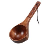 Beavorty Ergonomic Wooden Ladle for Bathing Long Handle Water Scoop Garden Watering Spoon Traditional Chinese Style Rinser Cup Bathroom Kitchen Use