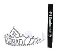 Beavorty Etiquette Belt Graduation Crown Set Satin Sash Letter Printing for Prom Party Supplies
