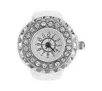 Beavorty Fashionable Zinc Alloy Watch Rings with White Diamond Accents, Unique Finger Ring Watch for Women that Will Not Rust and is Not Easy to Break, for Stylish Daily Wear