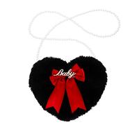 Beavorty Fluffy Heart Shape Bag Women Diagonal Handbag Practical Cosmetics Storage Stylish Bowknot Purse Versatile Shoulder Bag