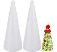 Beavorty Foam Cones for DIY 2Pcs White Polystyrene Christmas Tree Foam Cones White Cone Shaped Foam for DIY Art Projects, Christmas Tree, Table Centerpiece 5.3 * 14.9in