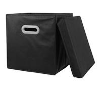 Beavorty Foldable Fabric Storage Box with Lid, Large Multi-function Clothes Organizer Bin for Wardrobe and Bedroom, Thickened Black Cloth Sundries Storage Container