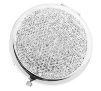 Beavorty Folding Double-Sided Makeup Mirror Portable Rhinestone Compact Mirror High Definition Surface Pocket Cosmetic for Women and Girls Travel Use