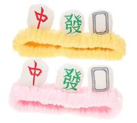 Beavorty Funny Mahjong Headbands Plush Spa Headband for Women Girls Hair Accessory Set for Makeup Face Washing