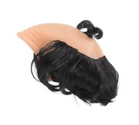 Beavorty Funny Short Synthetic Wig with Realistic Bald Cap Effect and Ultrarealistic Scalp Design for Adults Men, Black, for April Fools Day and Stage Performance Costume