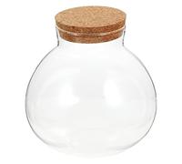 Beavorty Glass Ecological Bottle with Cork Lid, Airtight Sealed Hydroponic Jar for Succulent Terrarium and Micro Landscape, 13cm round Glass Display Vase for Home Gardening and Table