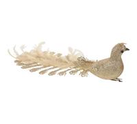 Beavorty Golden Glitter Peacock Tree Ornament Hanging Artificial Bird Decoration for Xmas Tree Decor with Lightweight Foam and Plumage Materials, Easy to Hang for Seasonal Events