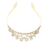 Beavorty Golden Rhinestone Divorce Tiara for Women, Zinc Alloy Comfortable and Versatile Headband with Combs, Party Decoration and Prom Accessories for Women