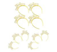 Beavorty Golden Spanish Birthday Photo Prop Headband and Three Dimensional Effect 10pcs with Glitter, Plastic Material, Preinstalled Spanish Words for International Parties and Culture
