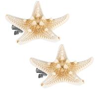 Beavorty Hair Clip, 2 Pcs Natural Sea-star Hair Clips Mermaid Alligator Clip Seashell Clips Accessories for Women Girls