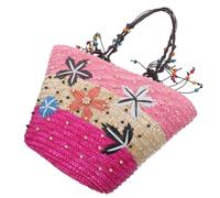 Beavorty Hand Crocheted Straw Beach Bag for Women Capacity Woven Tote Chic Crossbody Shoulder Design for Summer Outings Practical Fashion Accessory