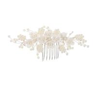 Beavorty Handcrafted Floral Bridal Hair Comb with Faux Pearls Elegant Wedding Headpiece for Bride and Bridesmaids Decorative Hair Accessories for Women S Formal Events Silver Tone