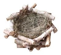 Beavorty Handmade Wooden Straw Bird Nest Ornament Small Natural Style Bird House Decor for Parakeet Nesting and Outdoor Garden Display