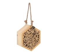 Beavorty Hexagonal Wooden Insect House Bee Box House Hanging Insect Nest Beige Elegant Creative Outdoor Shelter Ample Food Sources Beautiful Decoration for Garden