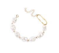 Beavorty Irregular Pearl Bracelet Fashion Bangle Creative Golden Wrist Chain Jewelry for Women Elegant Accessory for Parties Banquets and Daily Wear present for Loved Ones