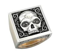 Beavorty Men Skull Ring with Hidden Compartment Unique Secret Compartment Design Punk Style Skull Pattern Durable Material for Festivals and Outgoing Personalities