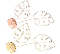 Beavorty Metal Leaf Card Holder Set 2pcs Rose Gold Gold Memo Clip Stand Desktop Decor Photo Clamp Small Note Holder for Office and Home