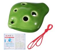 Beavorty Mini Ceramic Ocarina 6-hole Short Mouth Musical Instrument with Lanyard and Music Sheet, Small Green Ocarina Flute for Beginners and Travel Practice